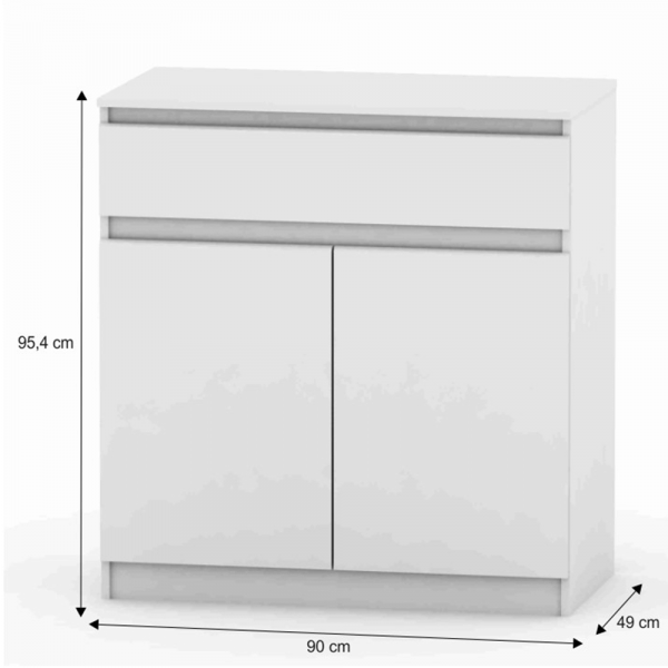 2 dveřová komoda s jedním šuplíkem, bílá, HANY NEW 007