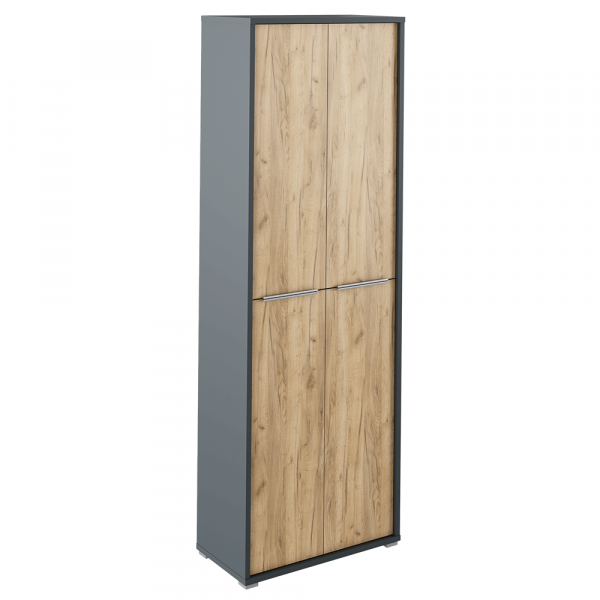 Vysoká skříň s policemi, grafit/dub artisan, RIOMA NEW TYP 05