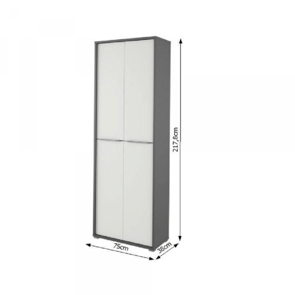 Vysoká skříň, grafit/bílá, RIOMA NEW TYP 5
