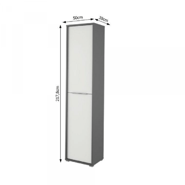 Vysoká policová skříň, grafit/bílá, RIOMA NEW TYP 06