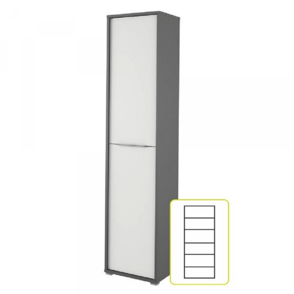 Vysoká policová skříň, grafit/bílá, RIOMA NEW TYP 06
