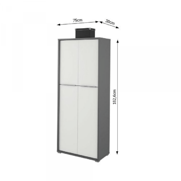 Policová skříň, grafit / bílá, RIOMA NEW TYP 7