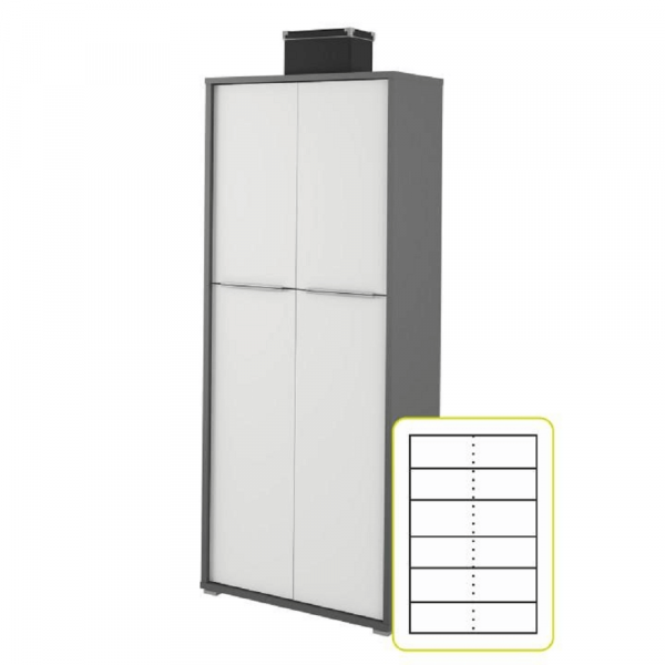 Policová skříň, grafit / bílá, RIOMA NEW TYP 7