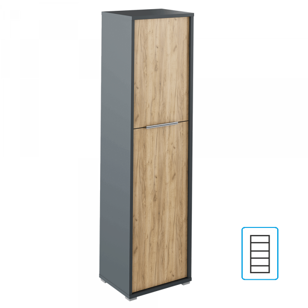 Policová skříň, grafit / dub artisan, RIOMA NEW TYP 08