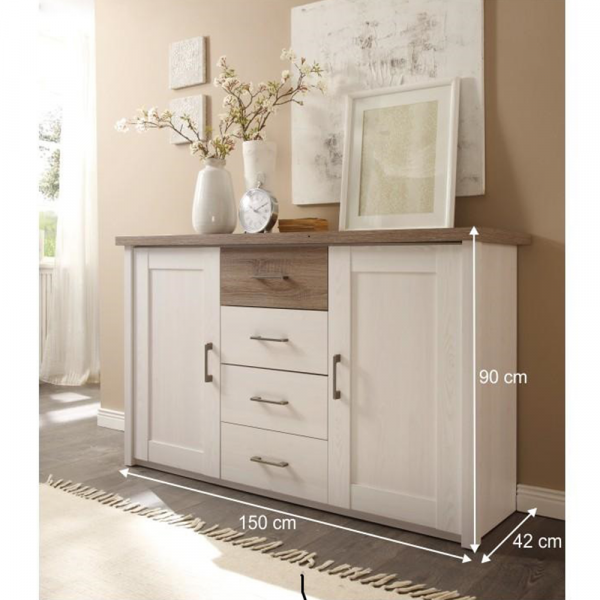 Komoda, pinie bílá / dub sonoma truflový, LUMERA