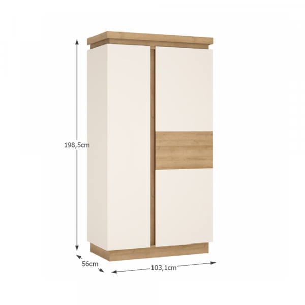 Skříň LYOS01, dub riviera / bílá s extra vysokým leskem, LEONARDO
