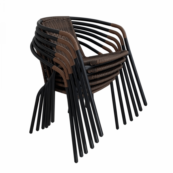 Židle, stohovatelná, hnědá/ černé nohy, DOREN