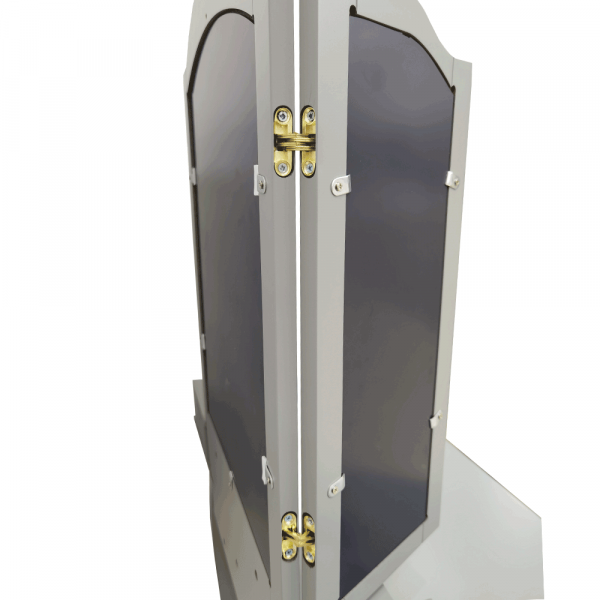 Toaletní stolek s taburetem, šedá / stříbrná, REGINA NEW