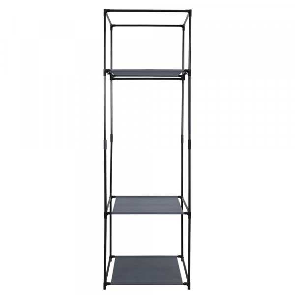 Šatníkový regál, kov / látka, černá, ALBUS