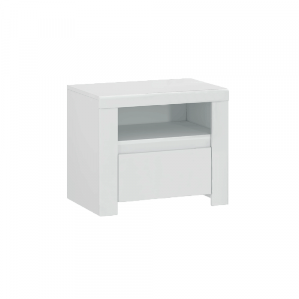 Noční stolek 1S, bílý lesk, LINDY