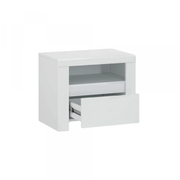Noční stolek 1S, bílý lesk, LINDY