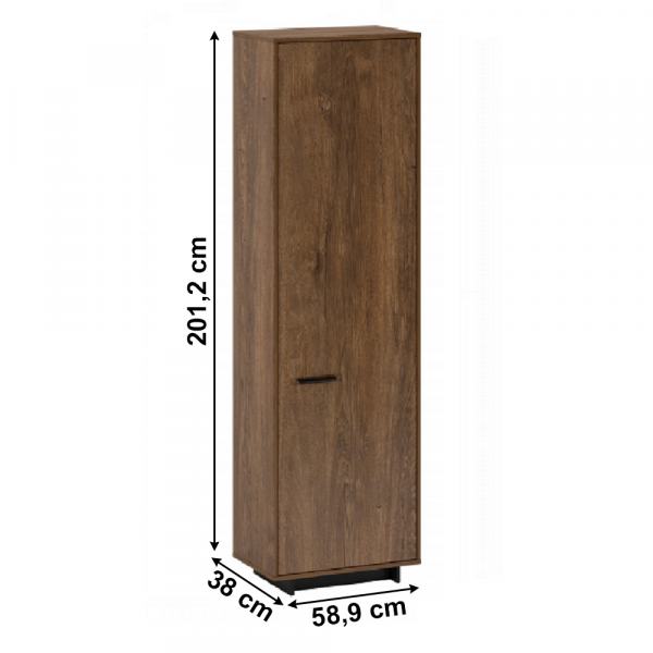 Skříň, dub bolzano / černá, pravá, DELIS V2