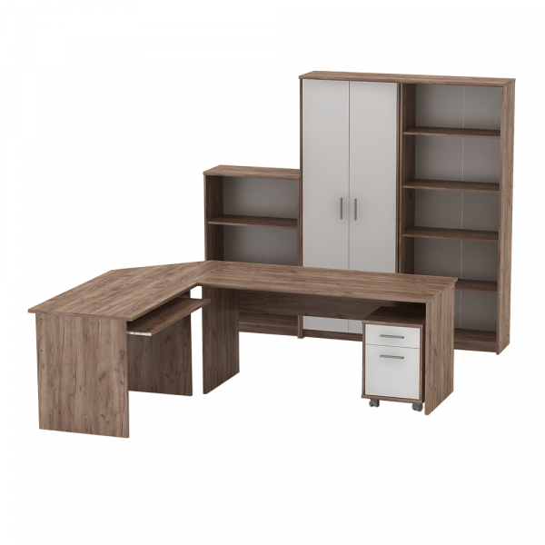 Kancelářská skříň, kraft dunkel/bílá, JOHAN 2 NEW 05