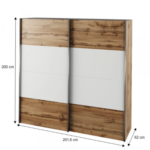 Skříň s posuvnými dveřmi, dub wotan / bílá, GABRIELA NEW