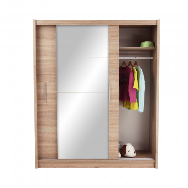 Skříň s posuvnými dveřmi, dub sonoma, 180x215, LOW