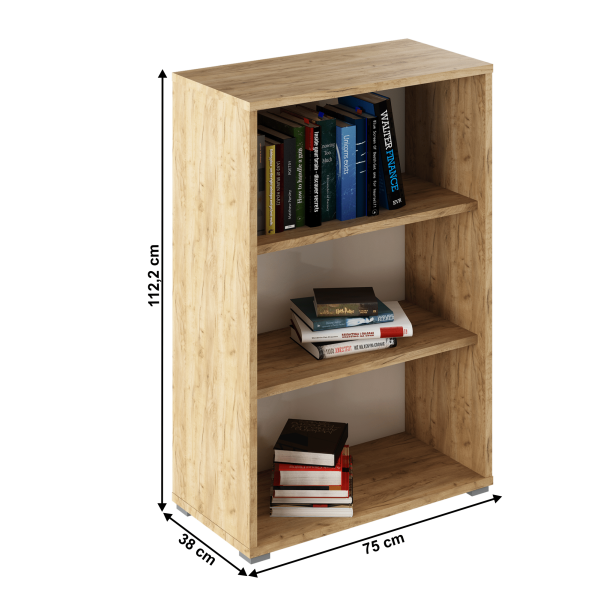 Otevřený regál, dub artisan/bílá, RIOMA TYP 04