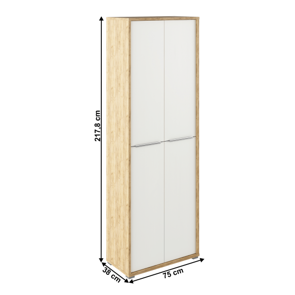 Vysoká skříň s policemi, dub artisan / bílá, RIOMA TYP05