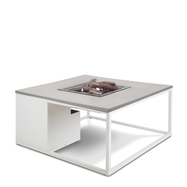 Stůl s plynovým ohništěm COSI- typ Cosiloft 100 bílý rám / šedá deska