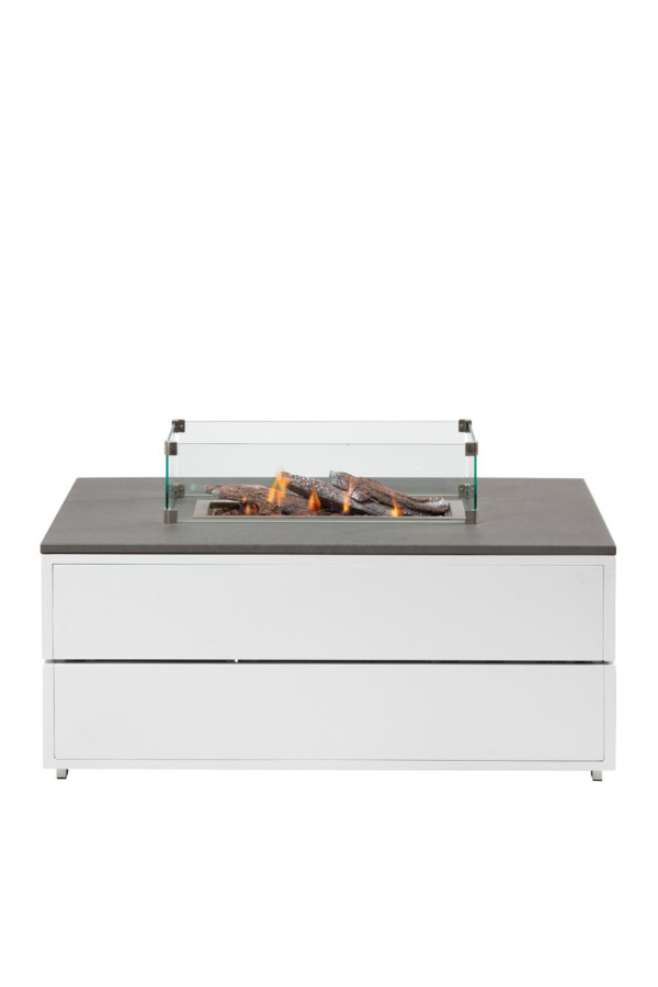 Stůl s plynovým ohništěm COSI- typ Cosipure 120 bílý rám / deska šedá