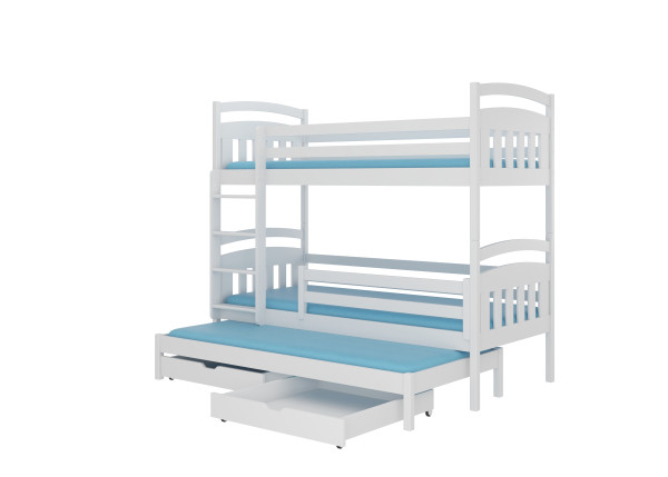 Patrová postel ALDO 200x90 se třemi postelemi s nebesy