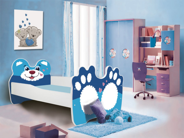 Postel s matrací a zásuvkou BEAR BLUE 160x80