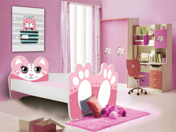 Postel s matrací a zásuvkou BEAR PINK 160x80