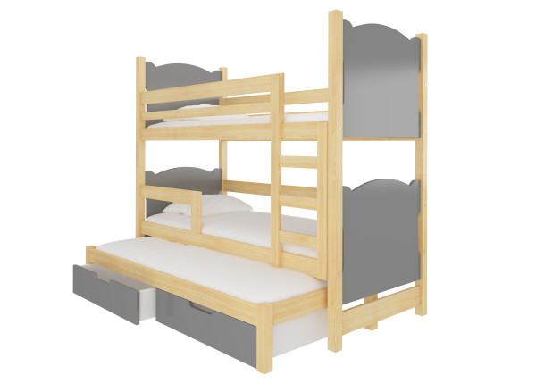 Patrová postel pro tři osoby s matracemi LETICIA