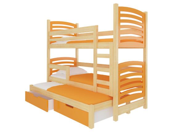 Patrová postel pro tři osoby s matracemi SORIA