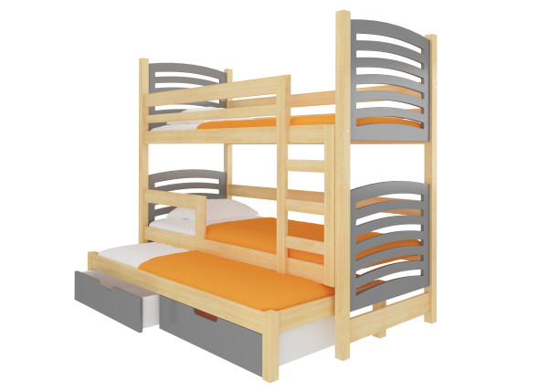 Patrová postel pro tři osoby s matracemi SORIA