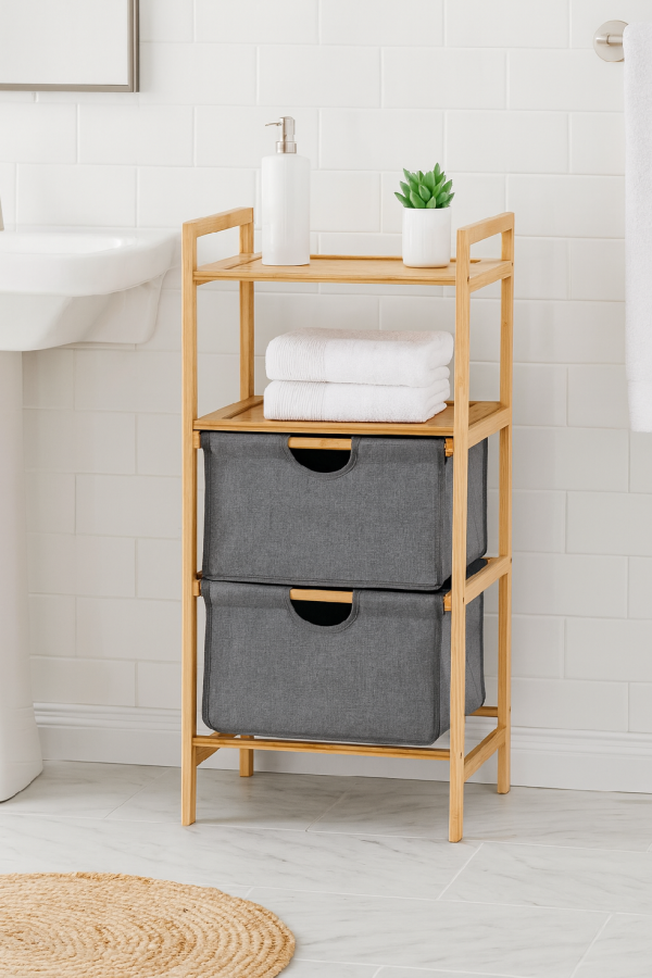 Bambusový regál BASKET URBAN šedý