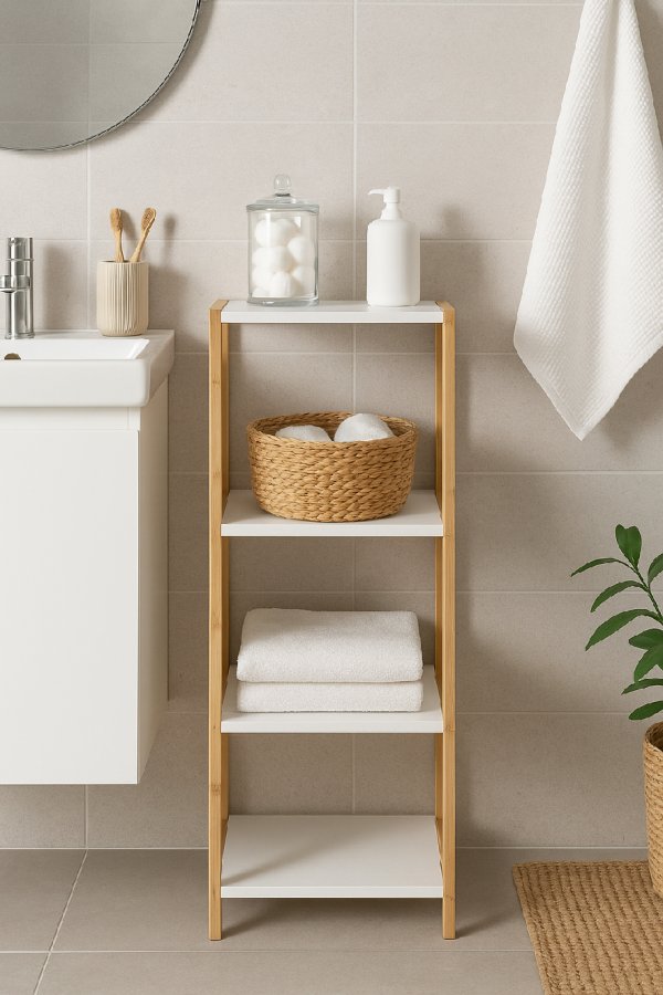 Bambusový regál STEPPA bílá