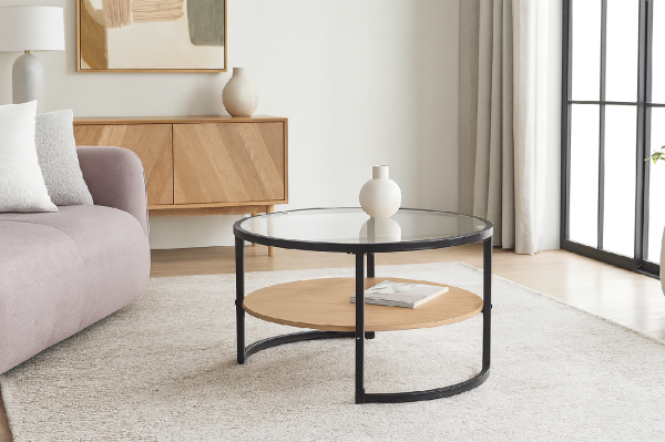 Stolek VITREA natural-sklo