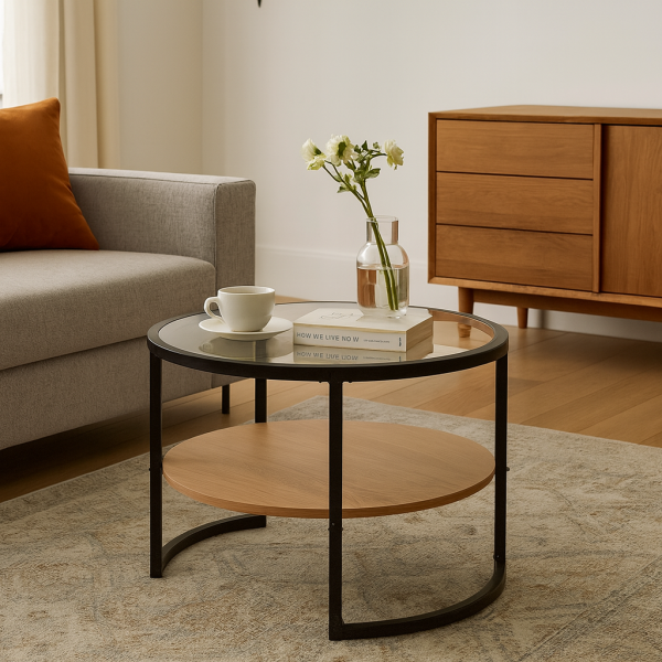 Stolek VITREA natural-sklo