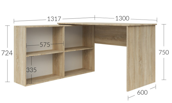 Pracovní stůl rohový CORONIL dub sonoma