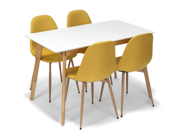 Jídelní stůl Scandinavia 120 + 4ks jídelní židle Marie žlutá