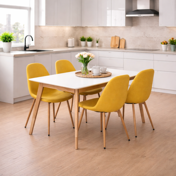 Jídelní stůl Scandinavia 120 + 4ks jídelní židle Marie žlutá
