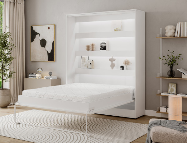 Devesto Vertical Wall Bed 160 White LED