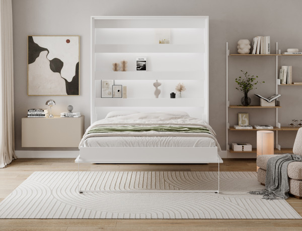 Devesto Vertical Wall Bed 160 White LED