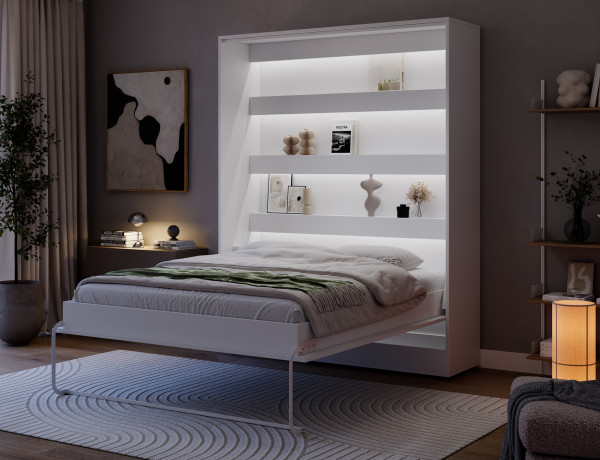 Devesto Vertical Wall Bed 160 White LED