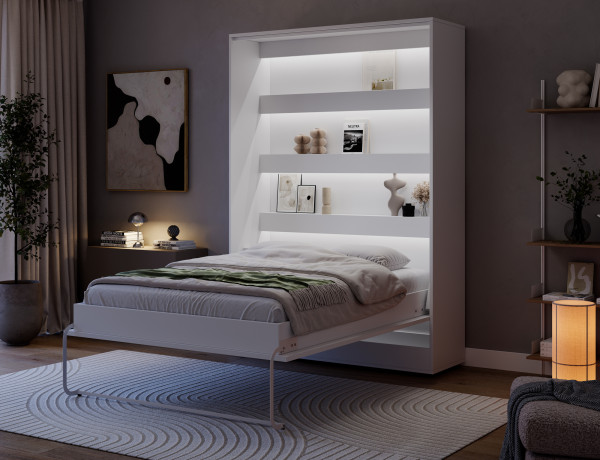 Devesto Vertical Wall Bed 140 White LED