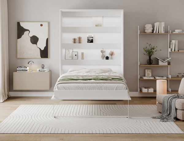 Devesto Vertical Wall Bed 140 White LED