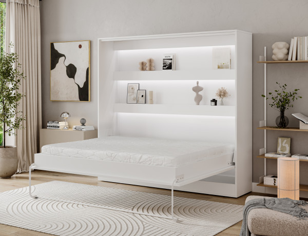 Devesto Horizontal Wall Bed 160 White LED