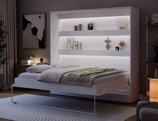 Devesto Horizontal Wall Bed 160 White LED