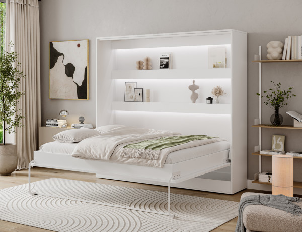 Devesto Horizontal Wall Bed 160 White LED