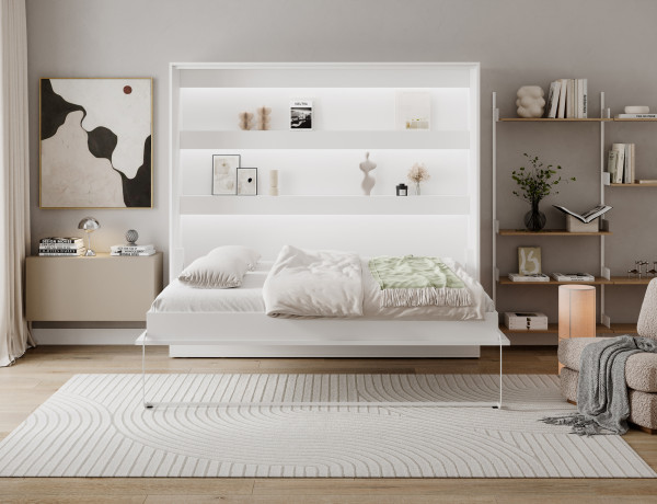 Devesto Horizontal Wall Bed 160 White LED