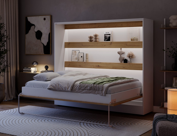 Devesto Horizontal Wall Bed 140 Artisan Eiche LED