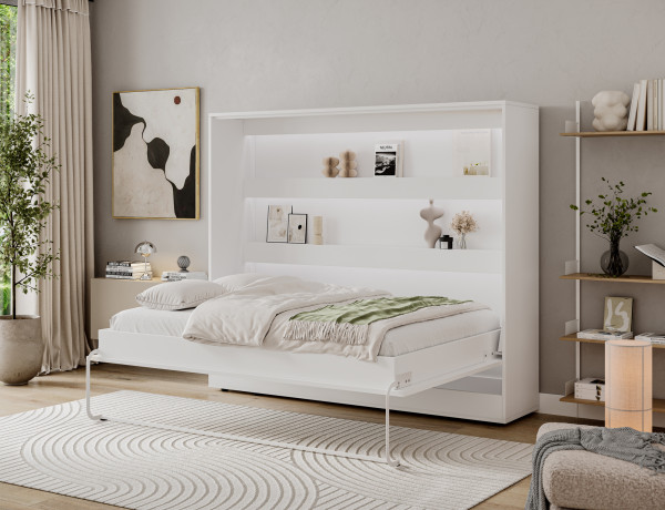 Devesto Horizontal Wall Bed 140 White LED