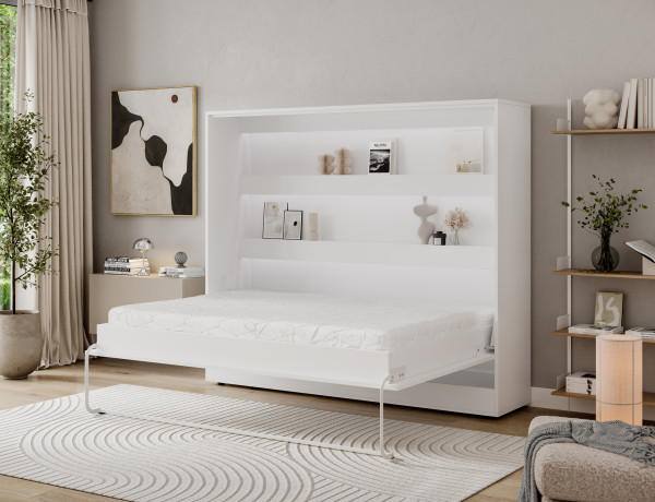 Devesto Horizontal Wall Bed 140 White LED