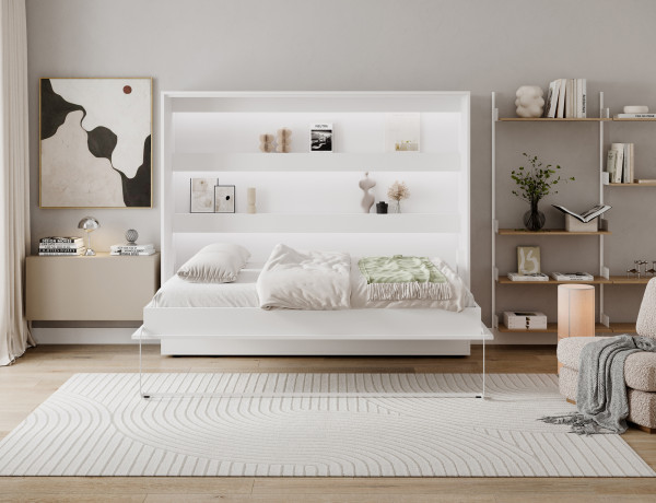 Devesto Horizontal Wall Bed 140 White LED