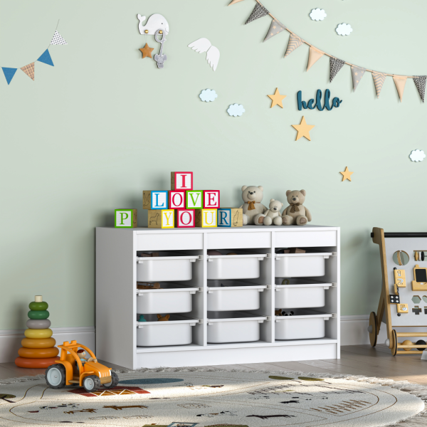 Organizér s úložnými boxy, bílá, TRIMAL NEW
